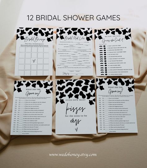 Cow Print Bridal Game Cow Wedding Shower Theme, Holy Cow Shes Getting Married, Bridal Shower Cow Theme, Cow Bridal Shower Themes, Highland Cow Bridal Shower Ideas, Cow Print Bridal Shower Ideas, Western Themed Bridal Shower Ideas, Cow Themed Bridal Shower Ideas, Cow Bridal Shower Ideas