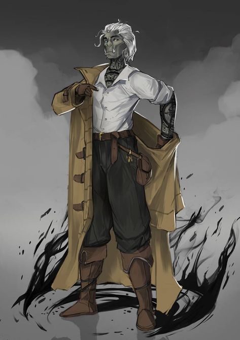 Dnd Character Commission Orc Mage by sarty96 on DeviantArt Rattlesnake Jake Human, 1920s Gangster Aesthetic, Gangster Character Design, Half-orc Male, Shadowrun Returns, Dnd Orc, Warlock Dnd, Character Commission, Pathfinder 2e