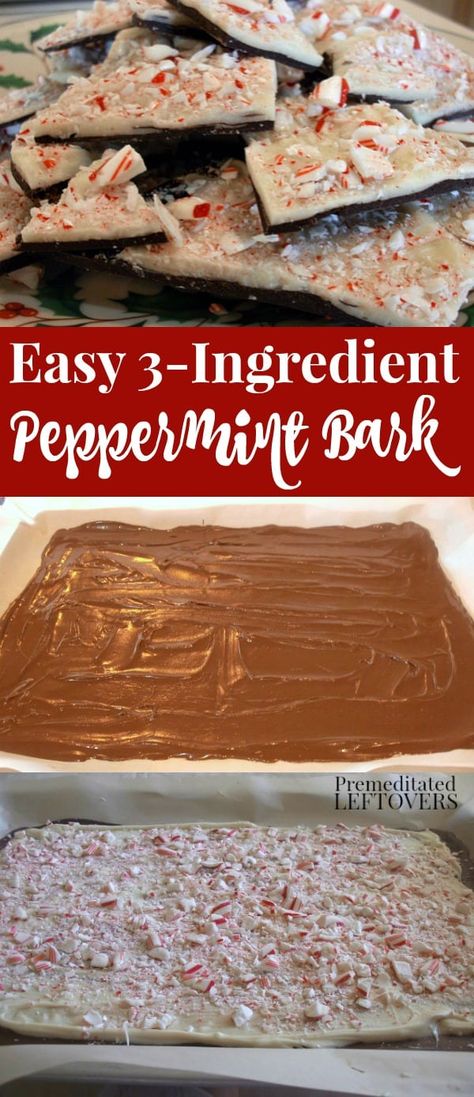 A quick and easy Peppermint Bark Recipe using candy canes and chocolate chips. Only 3 ingredients! Use the microwave to make this peppermint bark recipe. Easy Peppermint Bark Recipe, Easy Peppermint Bark, Pistachio Bark, Bark Recipes Easy, Peppermint Bark Recipe, Homemade Peppermint Bark, Bark Candy, Candy Cane Recipe, Peppermint Bark Recipes