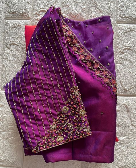 Stone Blouse Designs, Purple Colour Blouse Designs, Threadwork Blouse Designs, Colour Blouse Designs, Embroidery Designs For Blouses, White Blouse Designs, Silk Saree Blouse Designs Patterns, Latest Bridal Blouse Designs, Sleeves Embroidery