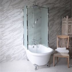 OASIS 59' SHPK - 59" Extra Wide Classic Clawfoot Tub with Frosted Tempered Glass Shower Enclosure Package Clawfoot Shower Tub, Stand Up Shower Remodel, Claw Tub, Clawfoot Tubs, Clawfoot Tub Shower, Small Shower Remodel, Refinish Bathtub, Glass Shower Enclosures, Small Showers