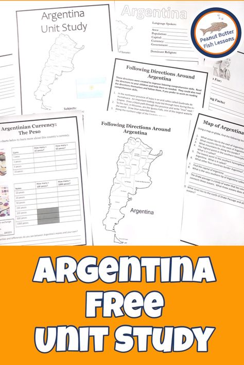 Argentina_Unit_Study_PIN Argentina Unit Study, Butter Fish, Hispanic Heritage Month Activities, Country Study, Unit Studies Homeschool, Teaching Elementary School, Country Studies, Homeschool Geography, Geography Lessons