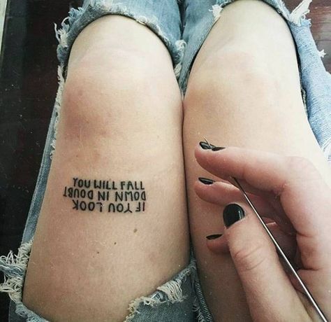 @agelessyears on Instagram: “you will fall, if you look down in doubt” Phrase Tattoos, Tattoo Trend, Tattoos Quotes, Handpoke Tattoo, Meaningful Tattoos For Women, Quotes Meaningful, Small Tattoos Simple, Small Meaningful Tattoos, Stick N Poke