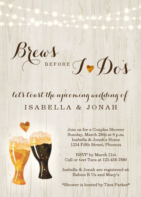 Brews Before I Dos Beer Brewery Couple Shower Invitation #girlbabyshowerinvitations #babyshowerinvitations #zazzle #zazzleinvitation #virtualshower #showerbymail #drivebyshower #couplesshowerinvitations #woodlandbabyshowerinvitations #disneybabyshowerinvitations #bohobabyshowerinvitations Brews Before I Dos, Rehearsal Dinner Invitations Wording, Couples Shower Themes, Dinner Invitation Wording, Wedding Rsvps, Couples Baby Shower Invitations, Beer Wedding, Couple Wedding Shower, Wedding Rehearsal Dinner Invitations