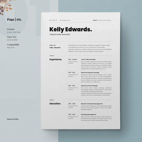 Resume Template Kelly :: Behance Resume Interior Design, Architectural Resume, Cv Architecture, Cv Website, Architect Resume, Professional Resume Design, Cv Original, Cv Inspiration, Cv Design Template