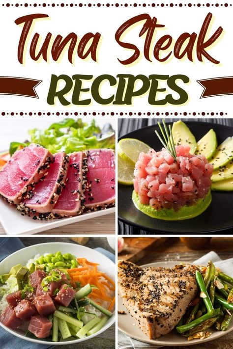 Tuna Steak Lunch Ideas, Raw Tuna Steak Recipes, Healthy Tuna Steak Dinner Recipes, Blackened Tuna Salad, Tuna Steak Salad Recipes, Fresh Tuna Recipe, Big Eye Tuna Recipe, Mediterranean Tuna Steak Recipes, Tuna Loin Recipe