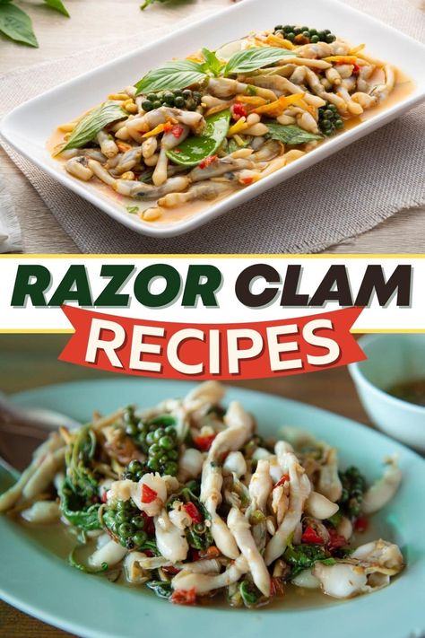 These razor clam recipes are easy and so delicious! From spaghetti to chowder to fried clams, you'll love this tasty sea fare. Razor Clam Recipes Pacific Northwest, Razor Clam Recipes, Razor Clams Recipe, Best Razor, Clams Recipe, Shrimp Chowder, Fried Clams, Clam Recipes, Stuffed Shells Recipe