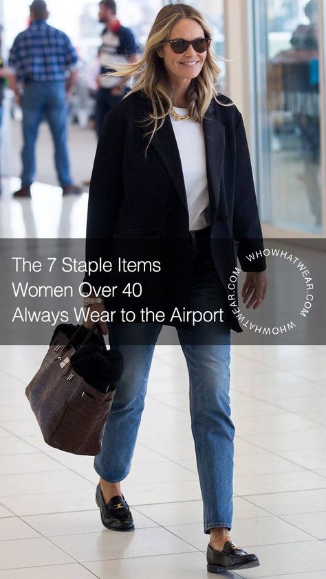 Women over 40 swear by these staple items when traveling. Learn how to add a functional flair to your airport looks with these pieces. Classic Travel Outfits, Summer Travel Outfit Women, Airplane Clothes, Packing For France, Classy Travel Outfit, Airport Outfit Classy, Classy Airport Outfit, Airplane Travel Outfits, Chic Travel Style