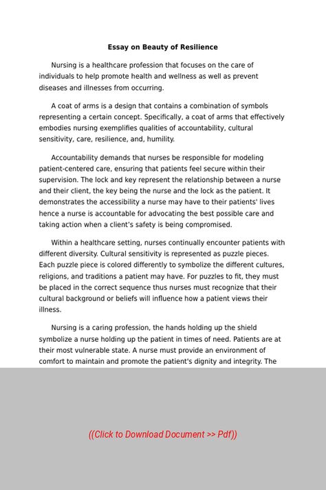 Sample Essay on the Topic:  Essay on Beauty of Resilience,
Subject: Psychology, Essay Type: None, Word Count: 2400 | Visit our site to get full access to the essay document, or to Order a similar essay, plagiarism-free. Follow the link above. Psychology Essay, Word Count, Sample Essay, Lock And Key, Study Tips, Health And Wellness, Psychology, Health Care, No Response