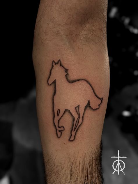 Tattoo uploaded by Claudia Fedorovici • White Pony Logo, Deftones Tattoo by Claudia Fedorovici, Tattoo Artist in Amsterdam at Tempest Tattoo Studio #deftones #whitepony #logotattoo #claudiafedorovici #tattooartistsamsterdam #tempesttattoostudio Small Deftones Tattoo, Tattoos Deftones, Deftones Tattoos, White Pony Tattoo, Deftones Tattoo Ideas, Deftones Traditional Tattoo, White Pony Tattoo Deftones, Deftones Tattoo, Song Tattoos