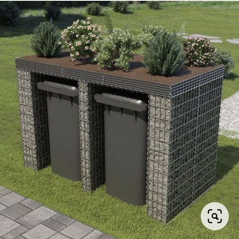 Gabion Wall, Garbage Bin, Outdoor Gardens Design, Garden Bed, Perfect Garden, Garden Storage, Garden Cottage, Raised Garden Beds, Backyard Landscaping Designs