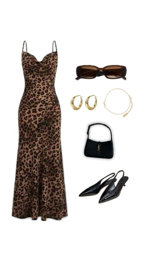 Long elegant dress, dress leopard, long dress, leopard outfit, elegant outfit for woman, woman dress idea, long dress inspiration, black kitten heel, black kitten heels outfit, ysl bag black, black kitten heels outfit elegant, kitten heels inspiration, golden earrings combination, dress woman, elegant outfit inspo woman, going out fit, going out fit dress, going out dress, woman dress going out Woman Elegant Outfit, Black Kitten Heels Outfit, Heels Outfits Dress, Pointed Heels Outfit, Kitten Heels Outfit, Long Elegant Dress, Casual Heels Outfit, Leopard Outfit, Dress Leopard Print