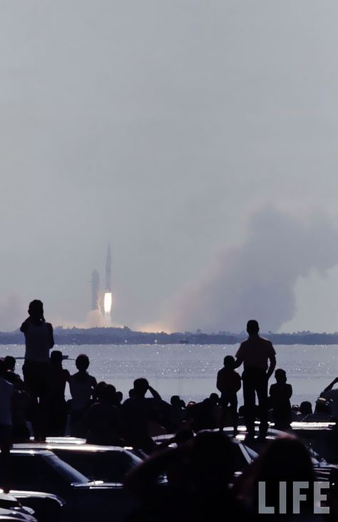 https://flic.kr/p/mtCZFc | Apollo 11 / Saturn 5 rocket, PAO: "We have a lift-off, 32 minutes past the hour. Lift-off of Apollo 11", Titusville, Kennedy Pkwy N. "view", July 16, 1969 | LIFE PHOTO:  Bill Eppridge photographer for LIFE magazine. REMASTERED by Dan Beaumont Apollo Rocket Tattoo, Rocket Science Aesthetic, Astronaut Aesthetic, Apollo 13 Poster, Saturn 5, Priscilla Barnes, Apollo 10 1/2 Movie, Norman Mailer, Apollo 11 Moon Landing