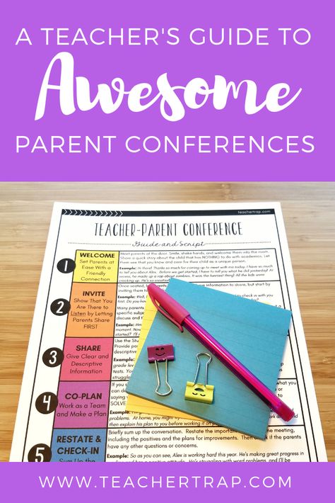 Make your parent-teacher conferences count! Tips for how to share information about student progress and behavior clearly, how to engage parents in planning for their child's success, and how to get the parent support you need!  #parentteacherconference #parentteacherconferences #parentconferences #teachertrap Parent Conferences, Parent Teacher Conference, Student Self Assessment, Confidence Kids, Teacher Conferences, Parent Teacher Conferences, Parent Teacher, Parenting Classes, Parent Communication