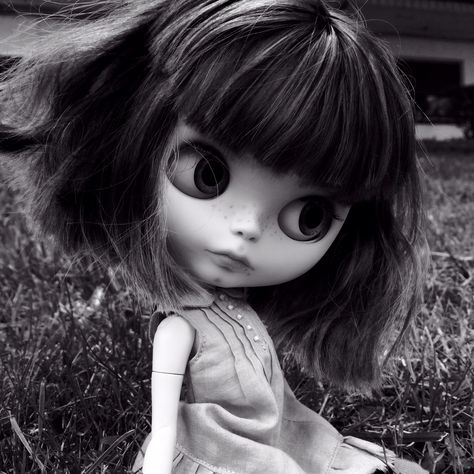 Two Blythe Doll, Black And White, Hair, White, Black