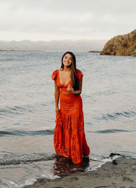 Orange Dress Beach Photoshoot, Floral Dress Beach Photoshoot, Ocean Senior Pictures, Sand Dunes Photoshoot Flowy Dress, Sunset Beach Senior Photos, Laguna Beach Senior Pictures, Doctor Shows, Couple Beach Photos, Bodega Bay