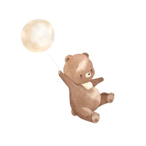 Premium Vector | Bear with balloon watercolor illustration for kids New Baby Illustration, Baby Bear Drawing, Teddy Bear Nursery Art, Ballon Illustration, Balloon Watercolor, Baby Animal Nursery Art, Teddy Bear Cartoon, Baby Watercolor, طفلة حديثة الولادة