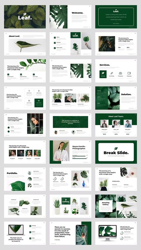 Minimal Green Business PowerPoint Template. 33 Unique Slides. Green Portfolio Design, Green Presentation Design, Powerpoint Slides Ideas, Green Ppt Template, Green Website Design, Green Powerpoint Template, Green Presentation, Green Powerpoint, Green Template