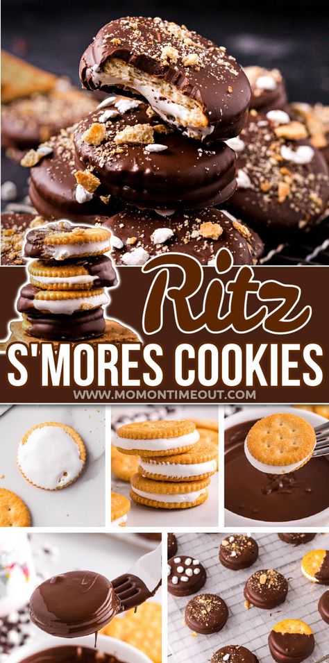 Nothing beats these 4 ingredient Ritz S'mores Cookies for a quick and tasty no bake treat! These easy s’mores cookies are made with Ritz crackers, marshmallow creme, chocolate almond bark and graham crackers making them perfect for summer and Christmas cookie trays! // Mom On Timeout Jiffy Marshmallow Fluff Recipes, Christmas Cookie Trays, Christmas Chocolate Recipes, Cookies No Bake, Ritz Cracker Recipes, Easy S, S Mores Cookies, Mom On Timeout, Christmas Baking Recipes