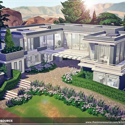 The Sims 4 Wayside Modern House. No CC - 2 bedrooms and 2 bathrooms. Download at @TheSimsResource . Creation by @Moniamay72 . #TS4 #ts4lots #tsr #TheSims #sims4 #thesims4 #Moniamay72 #thesims4lots #architecture #nocc #TSR #modern #TheSimsResource Sims 4 Modern House, The Sims 4 Lots, Sims 4 Kitchen, Cc Furniture, Sims 4 House Building, Editing Lightroom, Sims 4 House Design, Casas The Sims 4, Sims Building