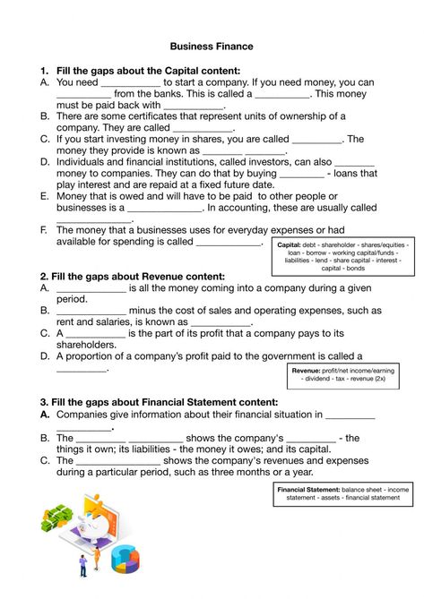 Business English online worksheet for Adults. You can do the exercises online or download the worksheet as pdf. Worksheet For Adults, Reading Practice Worksheets, Business Worksheet, Speaking Activities English, Esl Reading, Vocabulary Exercises, English Lesson Plans, 1 Worksheet, Esl Vocabulary