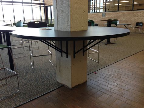 Counter is built around column in open use area of Edina HS Church Welcome Center, Column Cladding, Artistic Furniture, Event Room, Coffee Shop Design, Small Backyard Patio, Rooftop Bar, Finishing Basement, Backyard Design