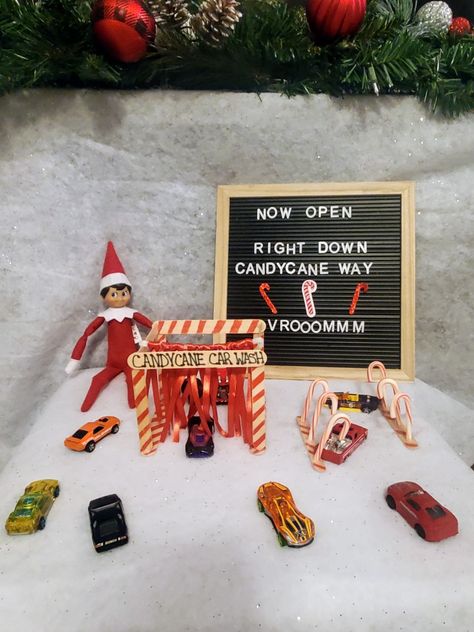 Elf Car Wash, Awesome Elf On The Shelf Ideas, Elf Antics, Elf Fun, Elf Ideas, Shelf Ideas, Christmas Elf, Car Wash, Elf On The Shelf