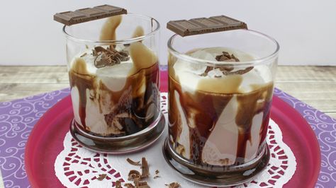 Chocolate Vodka Drinks, Chocolate White Russian, Chocolate Vodka, Serving Glasses, The Bandit, Chocolate Curls, White Russian, Vodka Drinks, Chocolate Syrup