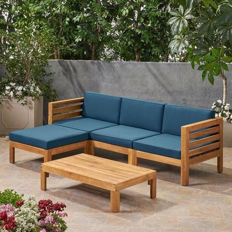 Conversation Sectional, Sectional Coffee Table, Teal Cushions, Table Making, Wooden Sofa Designs, Wooden Sofa Set, Wood Patio, Wooden Sofa, Wood Sofa