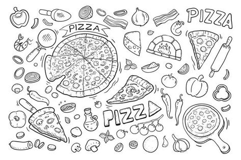 Delicious pizza hand drawn doodle | Premium Vector #Freepik #vector #food #pizza #hand-drawn #doodle Pizza Doodle, Pizza Blanca, Pizza Icon, Food Doodles, Food Pizza, Vector Food, Delicious Pizza, Art Festival, Doodle Drawings