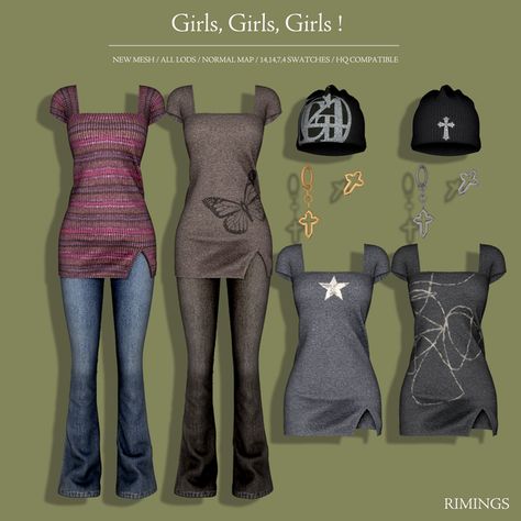 [RIMINGS] Girls, Girls, Girls ! | Patreon The Sims 4 Cc Makeup Set, Sims 4 Cc Makeup Dark Skin, 90s Fashion Sims 4 Cc, Sims 4 Cc Alternative Clothes Patreon, Sims 4 Nerdy Cc, Sims 4 Cc Clothes Teen Girl, Sims 4 Cc Alternative Hair, Sims 4 Dirty Cc, Sims 4 Cc Clothes Download