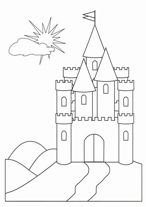 Fun Castle coloring pages for your little one. They are free and easy to print. The collection is varied with different skill levels Castle Drawing Easy, Castle Clipart, Castle Medieval, Face Coloring, Castle Coloring Page, Castle Plans, Castle Drawing, Flannel Pattern, Chateau Medieval