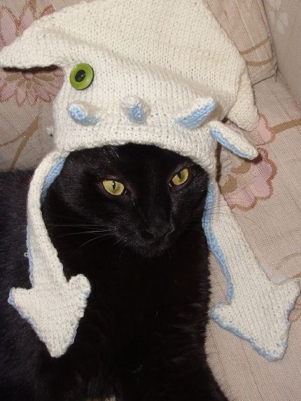 Poor Mojo's Classic Squid: Squid "Visions of the Giant Squid: To Eat a Cat (also, with instructions for knitting a squid hat for your infant)" Squid Hat, Cthulhu Fhtagn, Giant Squid, Kinds Of Cats, Knit Hats, Cat Hat, British Shorthair, Funny Cat Pictures, Silly Cats