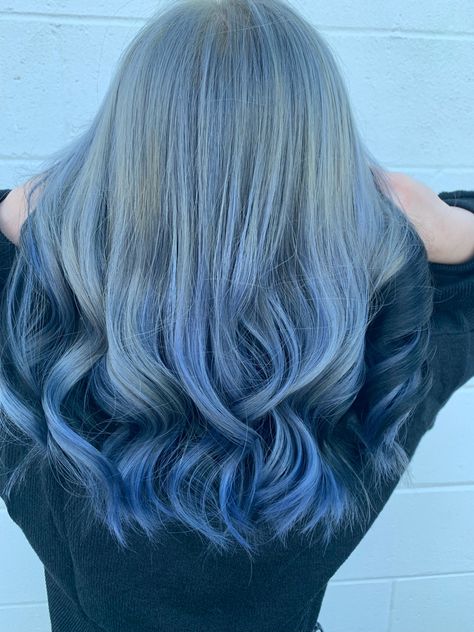 ombré smokey blue-gray with blue peek-a-boo
#hairstyle #haircolor #ombré #blue Boo Hairstyle, Mermaid Hair, Fashion Gallery, Peek A Boo, Blue Gray, Mermaid, My Style, Outfit Inspo, Hair