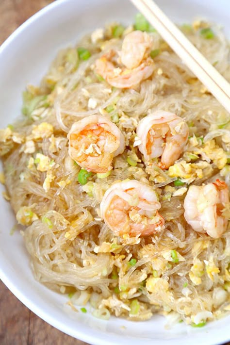 Fried Glass Noodles, Noodle Meals, Stir Fry Glass Noodles, Thai Shrimp Soup, Glass Noodles Recipe, Noodles With Shrimp, Korean Glass Noodles, Holy Cannoli, Thai Shrimp