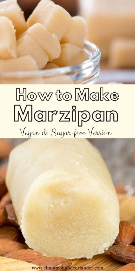 Learn how to make marzipan at home using simple ingredients. Recipe for Sugar-free and vegan marzipan included! Use this authentic German marzipan recipe for baking and cake decoration. #marzipan #homemade #christmas Marzipan Cookies Recipe, German Marzipan, Vegan Marzipan, Homemade Marzipan Recipe, How To Make Marzipan, Almond Paste Recipes, Marzipan Recipe, Marzipan Cake, Homemade Truffles