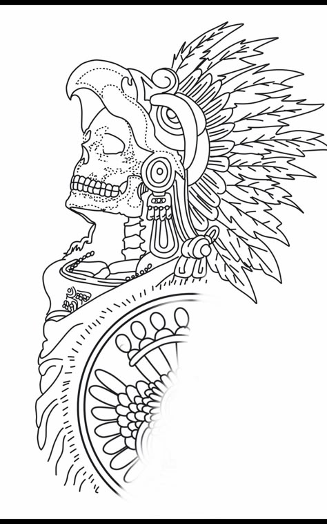 Aztec Tattoo Ideas For Men, Aztec Calendar Tattoo Stencil, Aztec Warrior Drawing, Aztec Skull Tattoo, Aztec Art Tattoo, Aztec Stencil, Aztec Tattoo Mexican, Geometric Tattoo Stencil, Maya Tattoo