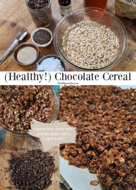 Chocolate Cereal Recipes, Oat Cereal Recipe, Homemade Chocolate Cereal, Home Made Cereal Recipes, Homemade Oat Cereal, Healthy Cereal Recipes, Diy Oat Cereal, Kix Cereal Recipes, Homemade Healthy Cereal Recipe