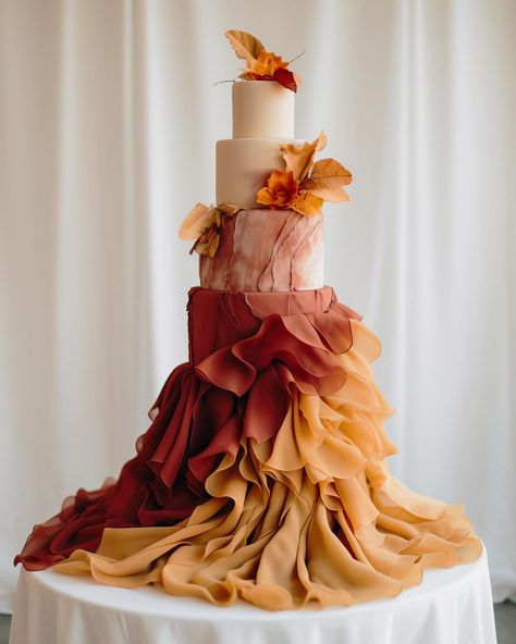 Happy Thanksgiving !🧡 Embrace the warmth of late fall with these AI-inspired ideas for the most delightful wedding cakes 🍂 Made by… | Instagram Brown Wedding Cake, Home Bakery Business, Cool Cake Designs, Layered Cake, Brown Wedding, Awesome Cakes, Cake Trends, Modern Wedding Cake, Unique Wedding Cakes