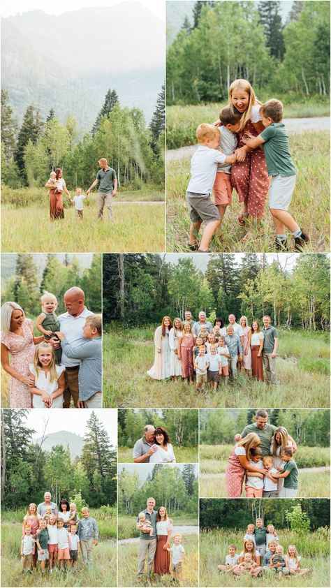 Family Photos 8 People, Family Photo Extended, Big Family Photoshoot Ideas Group Poses, Family Photos By Water, Generational Family Pictures, Natural Family Photos, Extended Family Pictures Poses, Generational Family Photos, Full Family Photoshoot