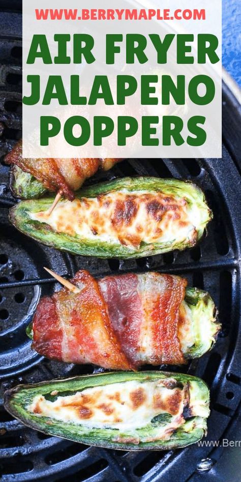 Air Fryer Jalapeno Poppers, Air Fryer Jalapeno, Jalapeno Poppers Recipe, Air Fryer Recipes Healthy Low Carb, Bacon Wrapped Jalapeno Poppers, Jalapeno Popper Recipes, Bacon Wrapped Jalapenos, Poppers Recipe, Air Fryer Oven Recipes