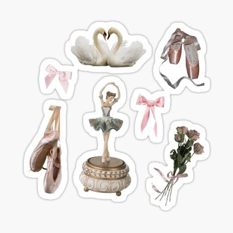 Dance Stickers Aesthetic, Ballerina Stickers, Miffy Cute, Collage Notebook, Dance Stickers, Barbie Stickers, Notebook Collage, 12 Dancing Princesses, Princess Sticker