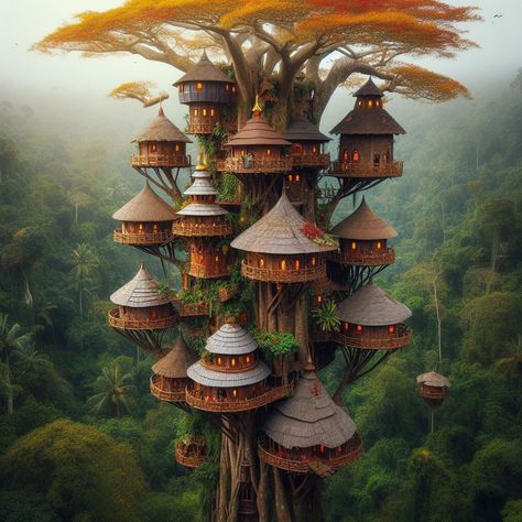 Elven Architecture, Elven City, Space Art Wallpaper, House Types, Tree Village, Fantasy Village, Disney Games, Fantasy City, Fantasy Story