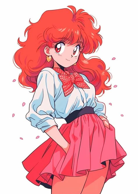 Anime Style Art Illustrations, 80s Anime Style Reference, Retro Illustration Character, 90s Anime Character Design, 90s Anime Art Style Tutorial, Old Anime Art Style, Anime Style Character Design, 90s Anime Women, Anime 90s Style