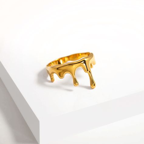 This beautiful jewelry is made in Sterling Silver and coated with a thick layer of pure 24K Yellow Gold to a Gold Vermeil thickness. 24K Gold Vermeil jewelry is not only hypoallergenic, but it also does not tarnish.Your ring is meticulously handcrafted and hand-polished to perfection. It is made to last a lifetime with proper care. This is a unique piece of minimalist jewelry for everyday wear. PLEASE REVIEW THESE INSTRUCTIONS TO LEARN ABOUT HOW TO PROPERLY CARE FOR YOUR JEWELRY.Within your jewe Streetwear Jewelry, Gemstone Stacking Ring, Wearable Art Jewelry, Small Ring, Ringe Gold, Ear Cuff Earings, Modern Ring, Jewelry Unique, Small Rings