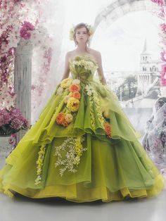 Stella de Libero Princess Evening Dress, Princess Wedding Gown, Gowns Elegant, Dress With Flowers, Gowns Wedding, Fairytale Dress, فستان سهرة, Colored Wedding Dresses, Gorgeous Gowns