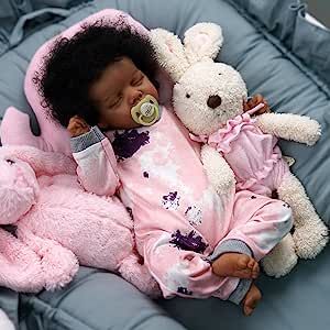 Amazon.com: JIZHI Lifelike Reborn Baby Dolls Black -17Inch Baby-Soft Body & Curls Realistic-Newborn Baby Dolls African American Real Life Baby Dolls Cloth Body with Feeding Kit & Gift Box for Kids Age 3+ : Toys & Games Reborn Baby Dolls Black, Real Life Baby Dolls, Black Baby Dolls, Realistic Baby Dolls, Lifelike Dolls, Reborn Baby Girl, African American Dolls, Newborn Baby Dolls, Vinyl Gifts