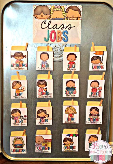 Are you a teacher looking for a way to have students take part in the daily classroom responsibilities? Teach children to be helpful and organized with these classroom job activities! Makes a great positive classroom management strategy for primary kids. Classroom Job Chart, Positive Classroom Management, Classroom Job, Effective Classroom Management, Classroom Helpers, Job Cards, Class Jobs, Job Chart, Classroom Management Tips