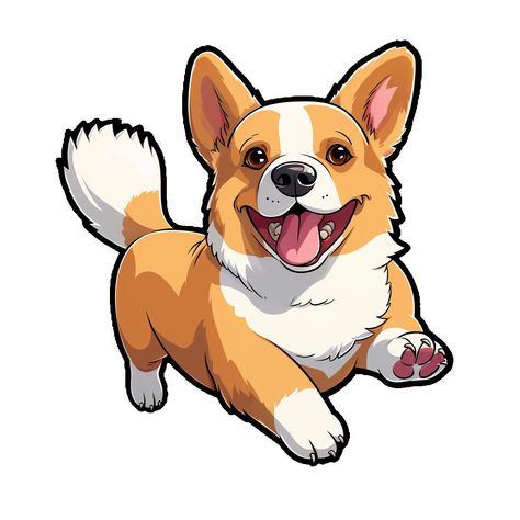 Corgi Digital Art, Cute Corgi Drawing, Corgi Illustration, Cartoon Corgi, Fantasy Samurai, Corgi Cartoon, Corgi Drawing, Corgi Art, Making Stickers