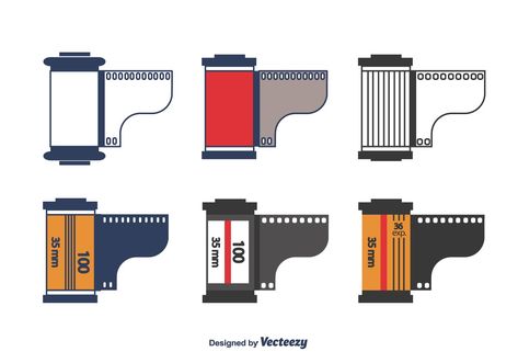 Vector set od flat film canister icons. Film Photography Icon, Film Canister Tattoo, Film Illustration, Dark Room Photography, Film Canister, 포트폴리오 레이아웃, Film Logo, Film Icon, Cosmetic Packaging Design